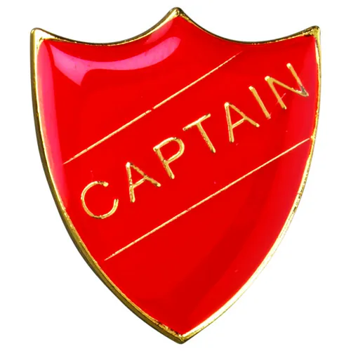 SCHOOL SHIELD BADGE (CAPTAIN) RED - 1.25in