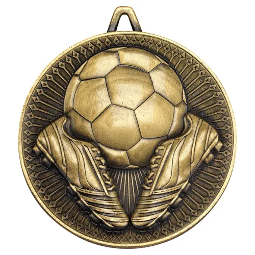 FOOTBALL DELUXE MEDAL ANTIQUE SILVER - 2.35in