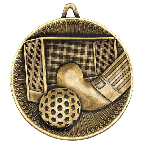 HOCKEY DELUXE MEDAL ANTIQUE GOLD - 2.35in