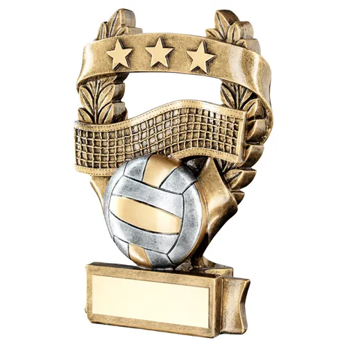 BRZ/PEW/GOLD VOLLEYBALL 3 STAR WREATH AWARD WITH PLATE - 6.25in