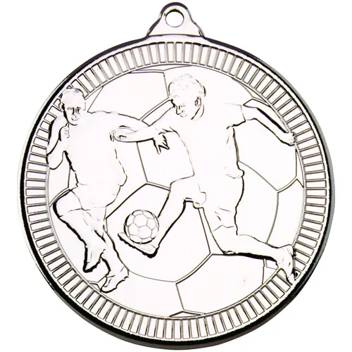 FOOTBALL 'MULTI LINE' MEDAL SILVER - 2in