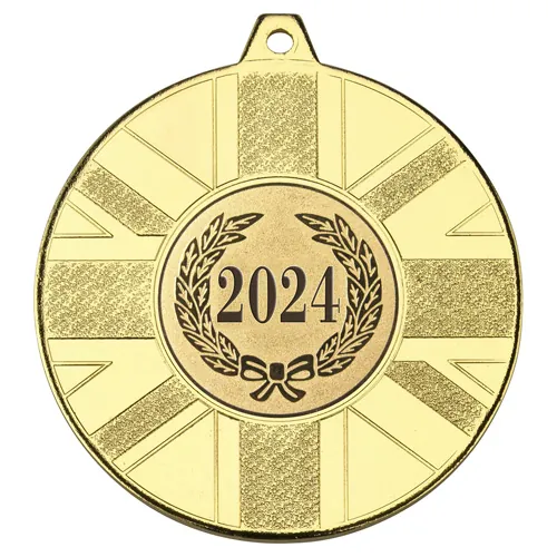 UNION FLAG MEDAL (1in CENTRE) GOLD - 2in