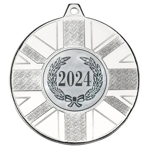 UNION FLAG MEDAL (1in CENTRE) SILVER - 2in