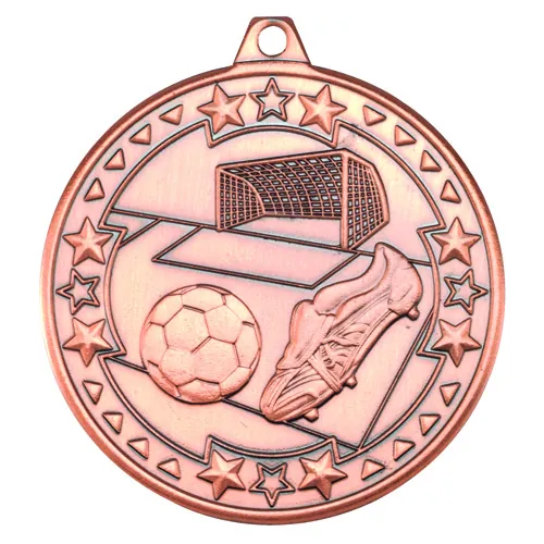 FOOTBALL TRI STAR MEDAL BRONZE - 2in