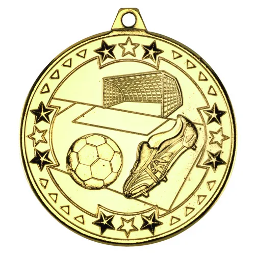 FOOTBALL TRI STAR MEDAL GOLD - 2in