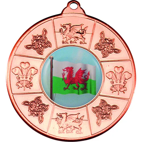 WALES MEDAL (1in CENTRE) BRONZE - 2in