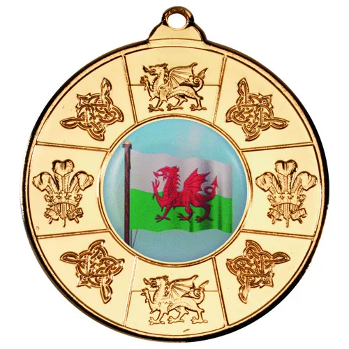 WALES MEDAL (1in CENTRE) GOLD - 2in