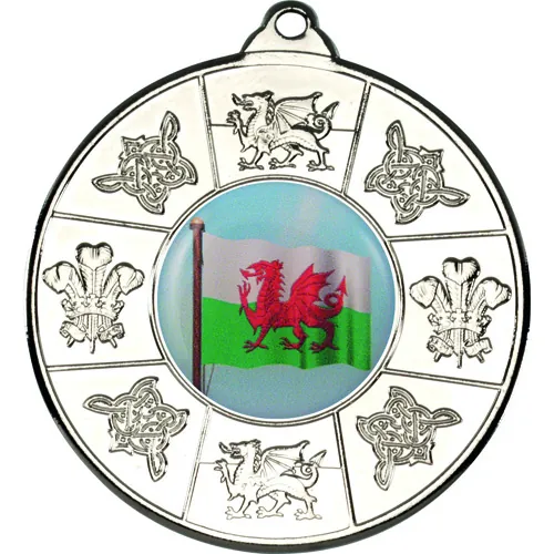 WALES MEDAL (1in CENTRE) SILVER - 2in