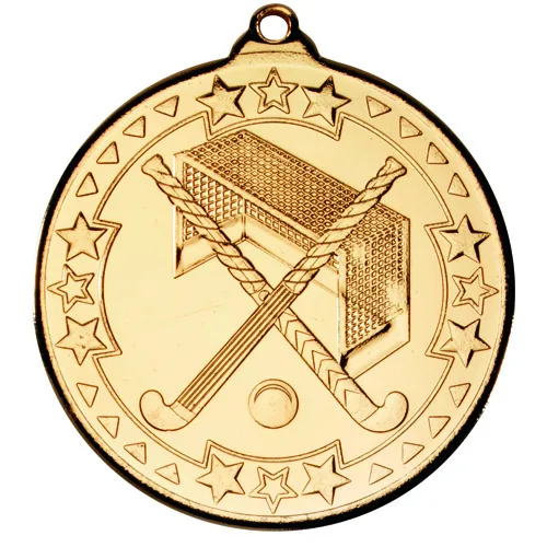 HOCKEY TRI STAR MEDAL GOLD - 2in