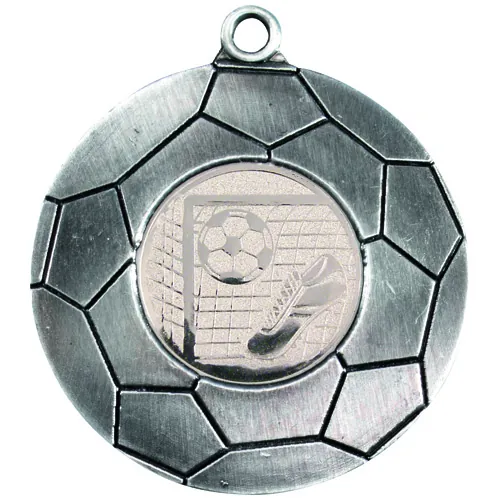 DOMED FOOTBALL MEDAL (1in CENTRE) ANTIQUE SILVER - 2in