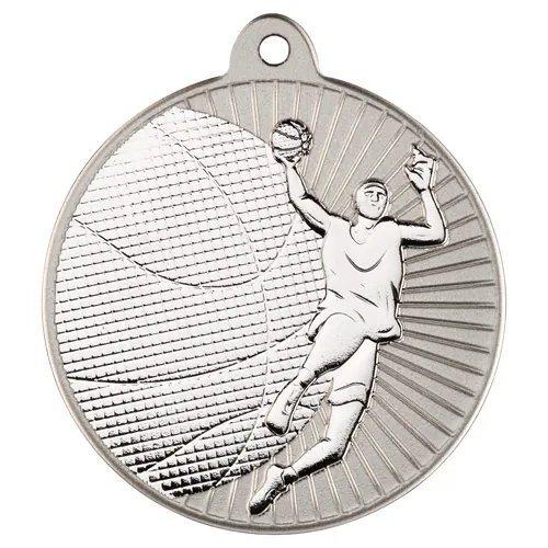 BASKETBALL TWO COLOUR MEDAL MATT SILVER/SILVER - 2in