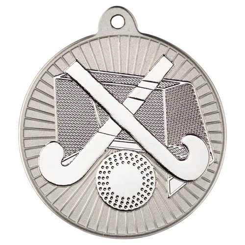 HOCKEY TWO COLOUR MEDAL MATT SILVER/SILVER - 2in