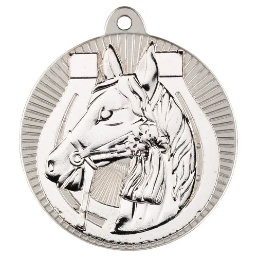 HORSE TWO COLOUR MEDAL MATT SILVER/SILVER - 2in