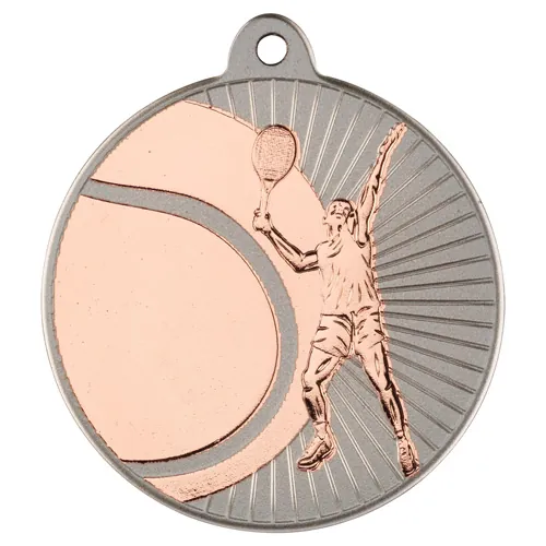 TENNIS TWO COLOUR MEDAL MATT SILVER/BRONZE - 2in