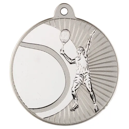 TENNIS TWO COLOUR MEDAL MATT SILVER/SILVER - 2in