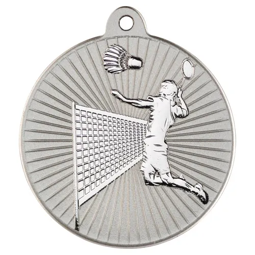 BADMINTON TWO COLOUR MEDAL MATT SILVER/SILVER - 2in