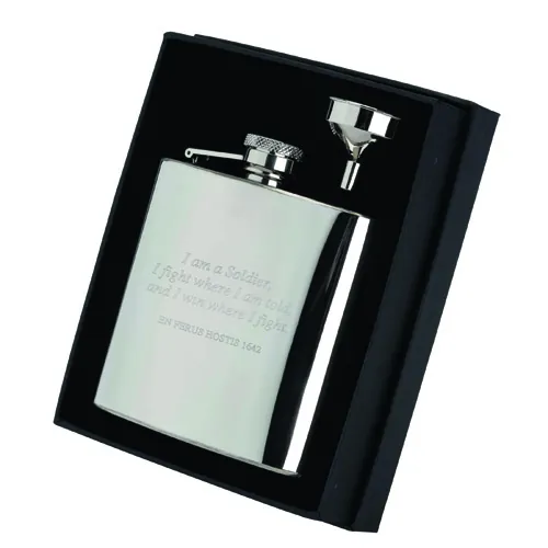 6 oz STAINLESS STEEL HIP FLASK WITH CAPTIVE TOP - 4.25in