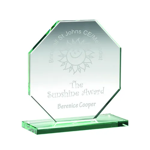 JADE GLASS OCTAGON PLAQUE (10mm THICK) - 4.5in